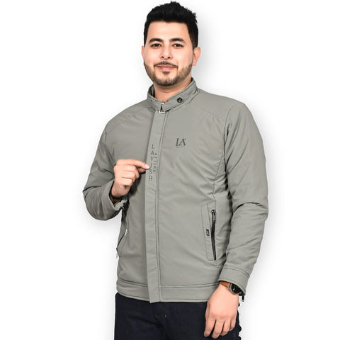Lavish Attire Men’s High-Neck Premium Casual Jacket – Grey