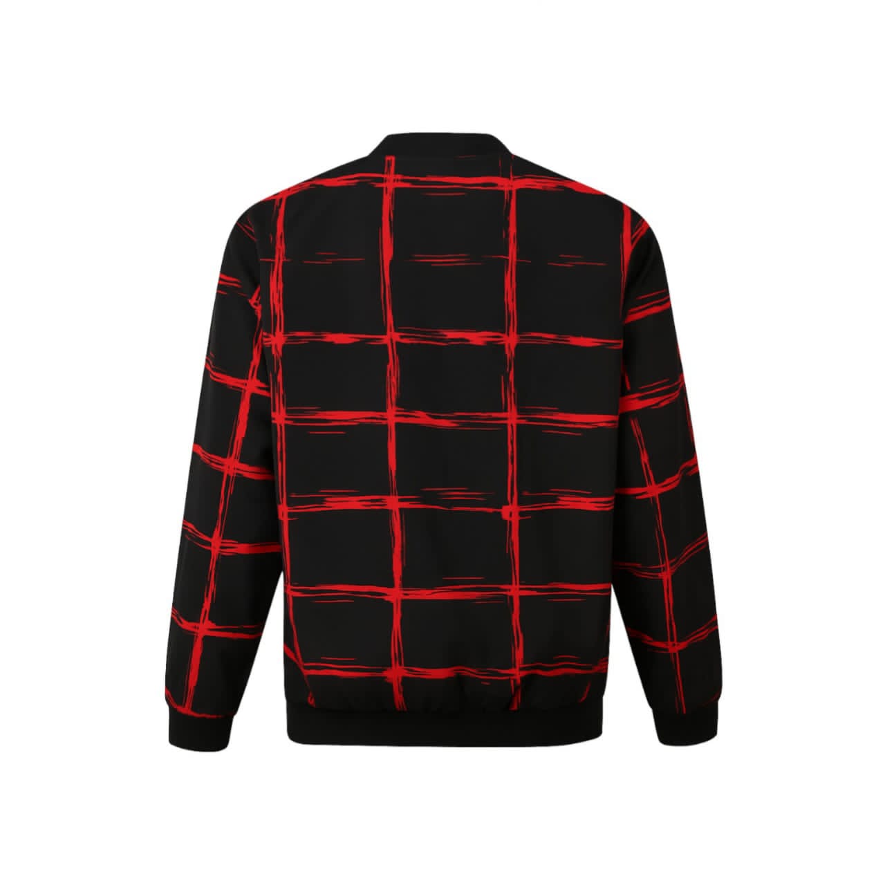 Lavish Attire Men’s Red Grid Pattern Zip-Up Jacket – Black