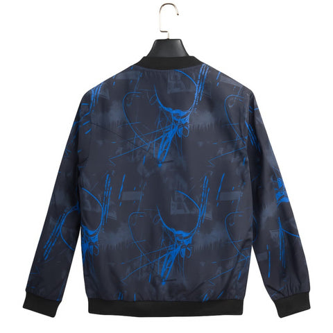Lavish Attire Men’s Urban Print Bomber Jacket – Black & Blue