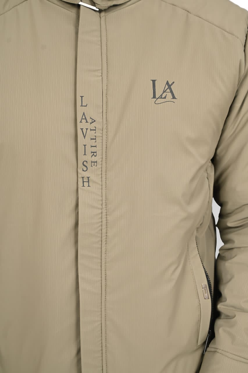 Lavish Attire Men’s High-Neck Premium Casual Jacket – Olive Khaki