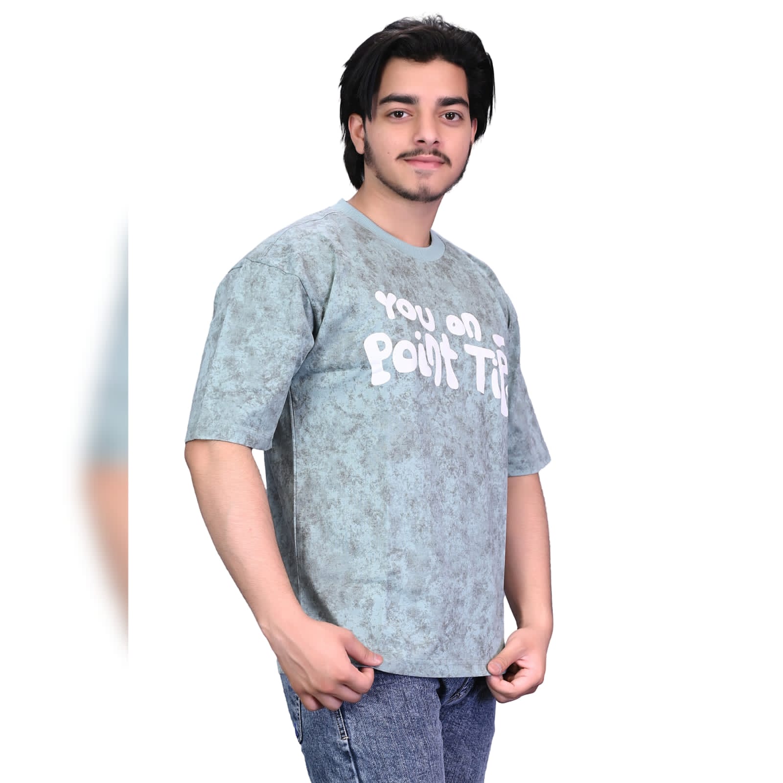 Lavish Attire Men’s Stone Wash Graphic T-Shirt – Ice Blue