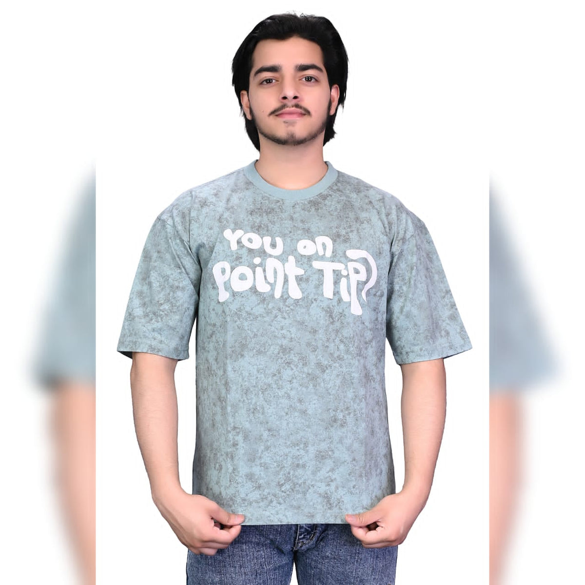 Lavish Attire Men’s Stone Wash Graphic T-Shirt – Ice Blue