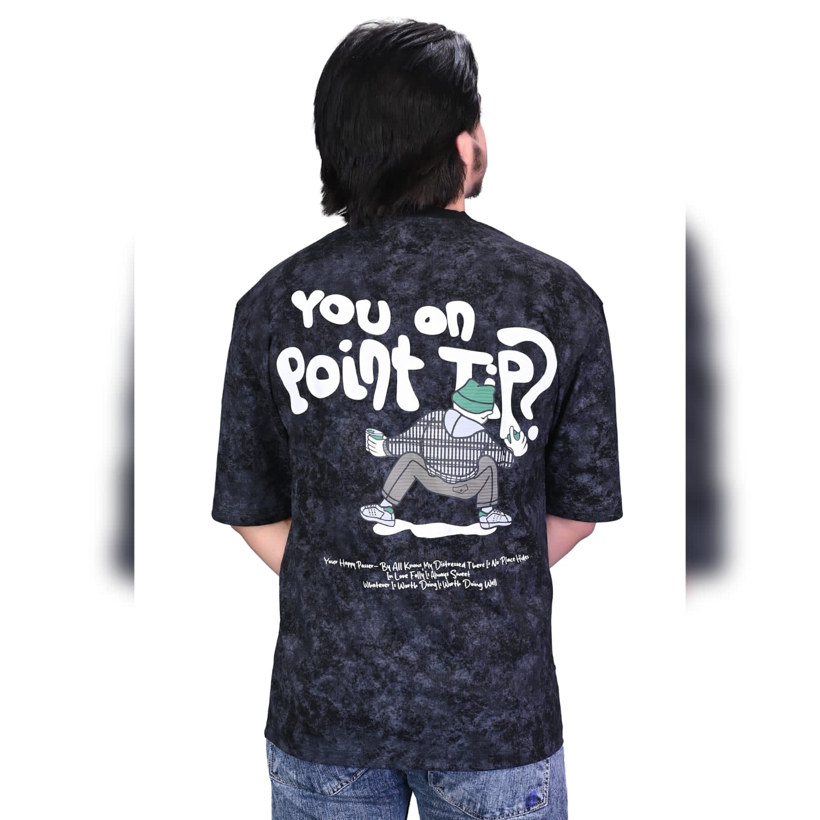 Lavish Attire Men’s Stone Wash Graphic T-Shirt – Midnight Black