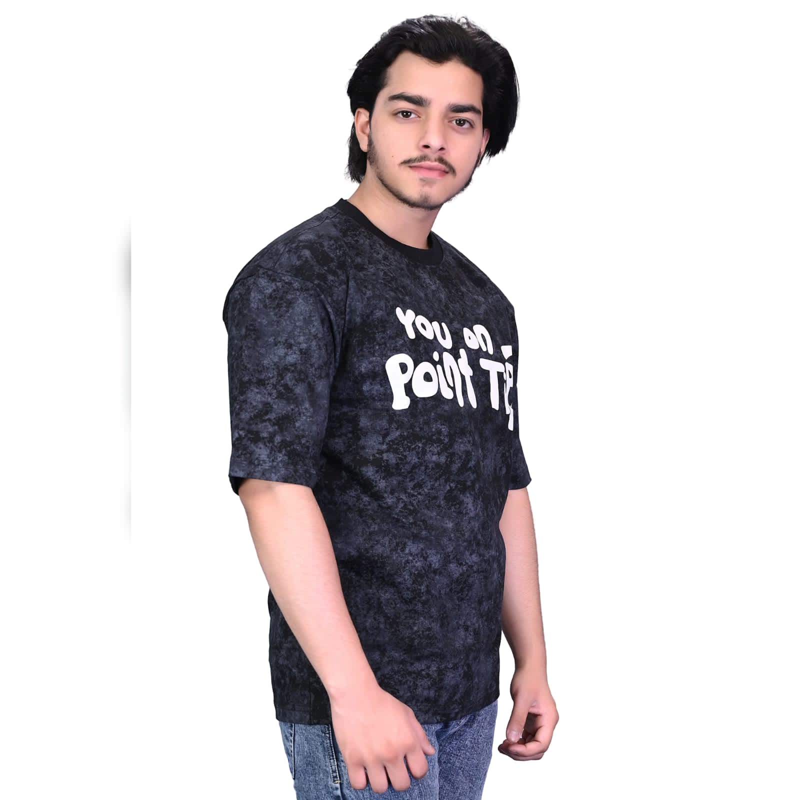 Lavish Attire Men’s Stone Wash Graphic T-Shirt – Midnight Black